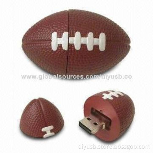 Customized USB Flash Drive with Capacity of 64MB to 16GB, Football Design